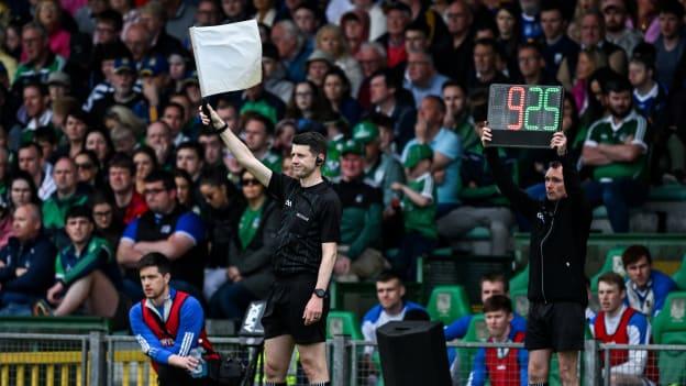 GAA Referee Seán Stack performing Line Umpire duties