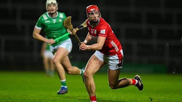 Brian Hayes, Cork, and Kyle Hayes, Limerick, in Allianz Hurling League action. Photo by Brendan Moran/Sportsfile