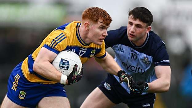 Colm Neary, Roscommon, and Luke Breathnach, Dublin, in Allianz Football League action. Photo by Seb Daly/Sportsfile