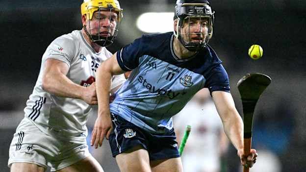 Donal Burke, Dublin, and Simon Leacy, Kildare, in Allianz Hurling League action. 