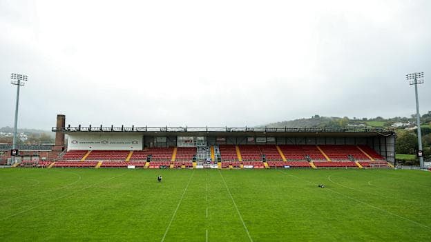 A general view of Páirc Esler. Photo by Thomas Flinkow/Sportsfile