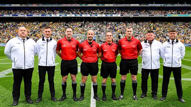 Match Officials before the GAA Football All-Ireland Senior Championship Final match between Kerry and Donegal at Croke Park.