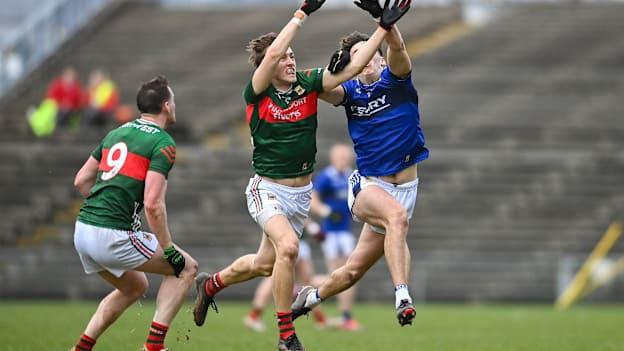 Donnacha McHugh, Mayo, David Clifford, Kerry, in Allianz Football League Division One action. Photo by David Fitzgerald/Sportsfile