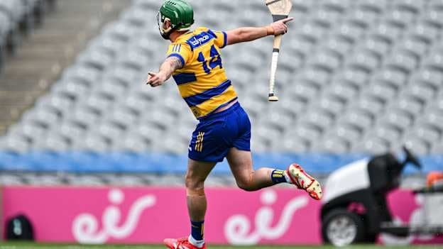 Robbie Fallon of Roscommon celebrates after scoring his side's third goal during the Nickey Rackard Cup final match between Mayo and Roscommon at Croke Park in Dublin. Photo by Stephen Marken/Sportsfile