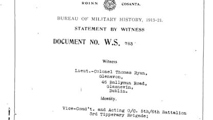 Thomas Ryan Military History Statement